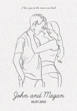 Line art portrait, drawing for couple, anniversary, wedding gift