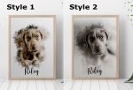 Painting of the Weimaraner in different styles