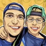 Colorful pop art portrait dad and son
