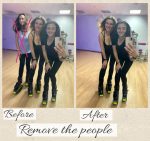 Remove the person from the photo