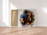 Splash style watercolor portrait for family in canvas