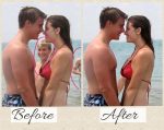 Remove the people in the photo from the beach