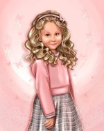 Colorful drawing of a girl in a cartoon style