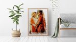 Splash watercolor portrait for an Indian wedding in canvas