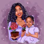 Mother-daughter art drawing