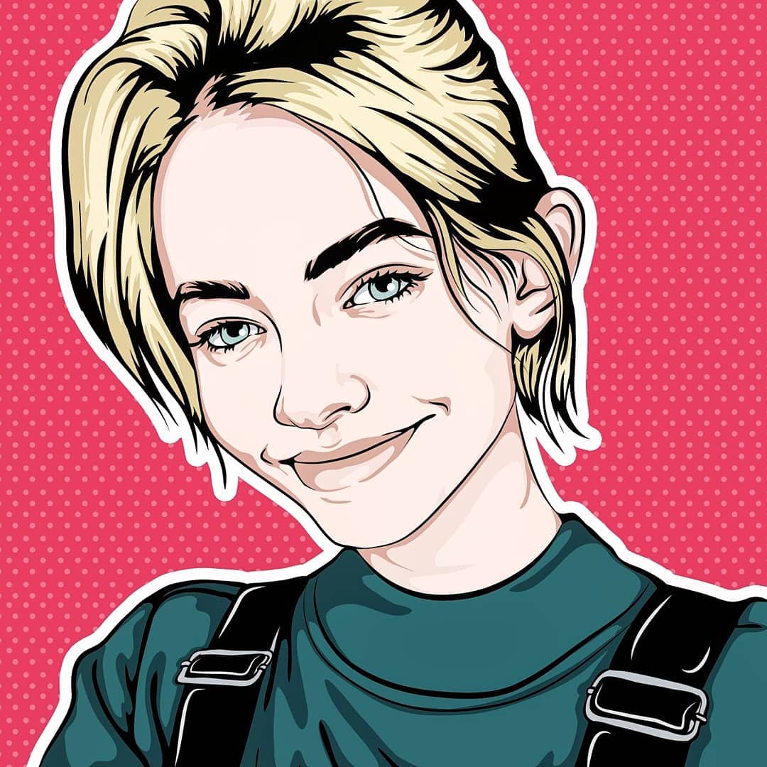 Cartoon portrait on Сolored background Cartoon portrait with Сolored background