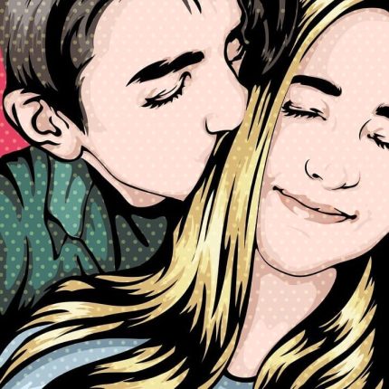 Portrait of a couple in cartoon style