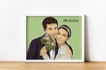 Wedding picture in cartoon style
