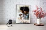 Painting of a family with a newborn from a photo as a gift