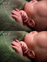 Retouching the face and hands of a newborn baby