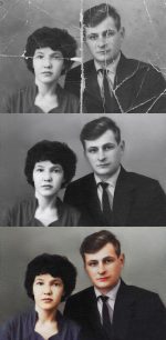 remove stains, remove dust and photo colorization before - after