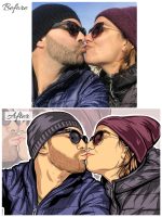 cartoon love couple before - after
