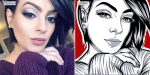 Beautiful hand-drawn drawing of a girl before - after