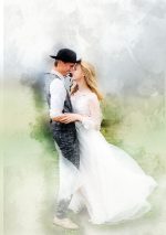 Watercolor portrait for wedding