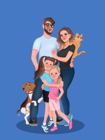 Family drawing in cartoon style