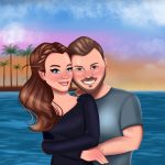 Couple Custom drawing in cartoon style