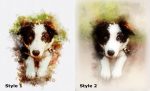 Portrait in a watercolor style for pets before - after