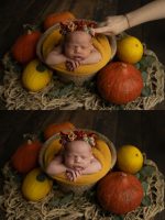 Retouching a newborn baby photo on Halloween